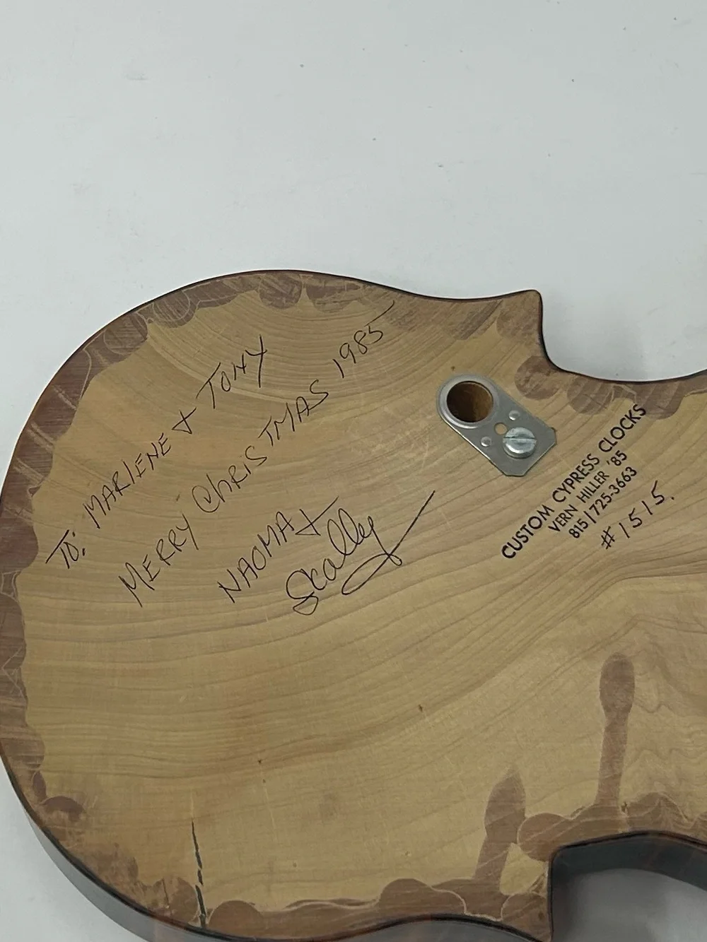 Cypress Wood Clock Violin Vintage and Unique 1985
